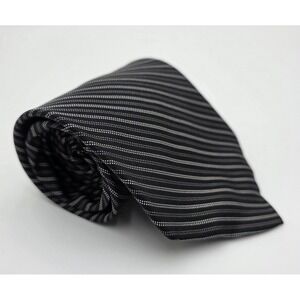 Carrot & Gibbs Mens Black Silver Striped Italian Silk Necktie Handmade Boulder
